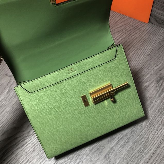 Hermes original epsom leather verrou chaine bag V23  vert criquet