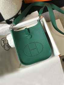 Hermes original togo leather mini evelyne tpm 17 shoulder bag E17 emerald green