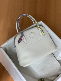 Hermes original togo leather small bolide 27 bag B027 white