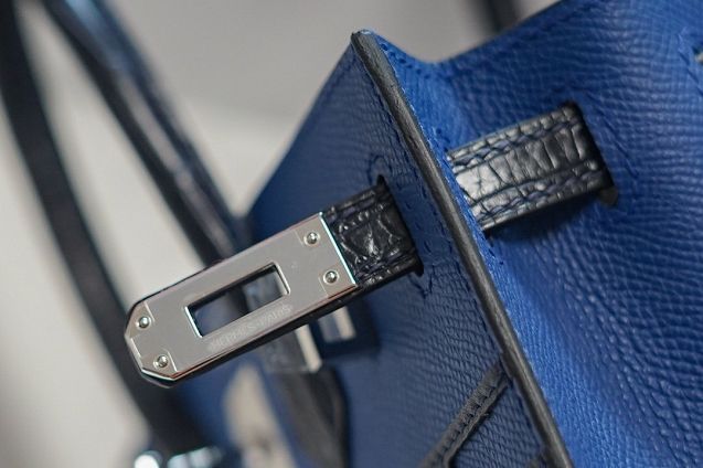 Hermes handmade original epsom leather faubourg birkin bag BK0037 blue