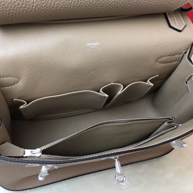 Hermes original calfskin jypsiere bag J034 etoupe grey