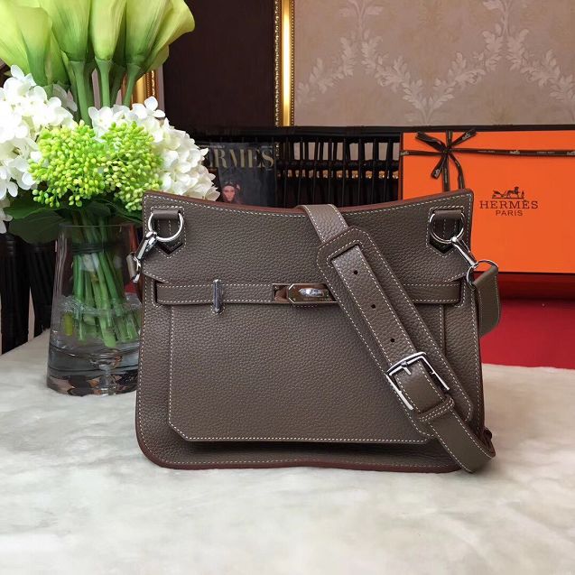 Hermes original calfskin jypsiere bag J034 grey