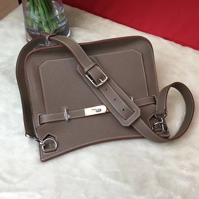 Hermes original calfskin jypsiere bag J034 grey