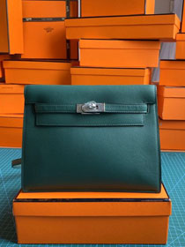 Hermes original evercolor leather kelly danse bag KD022 blackish green