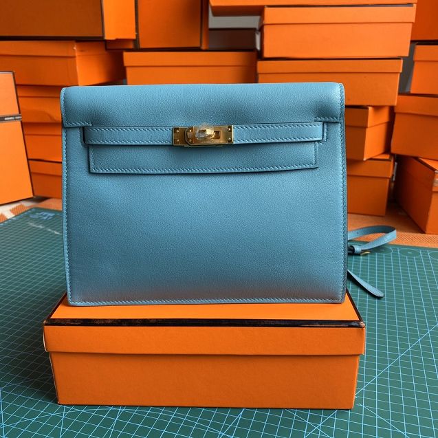 Hermes original evercolor leather kelly danse bag KD022 blue du nord 