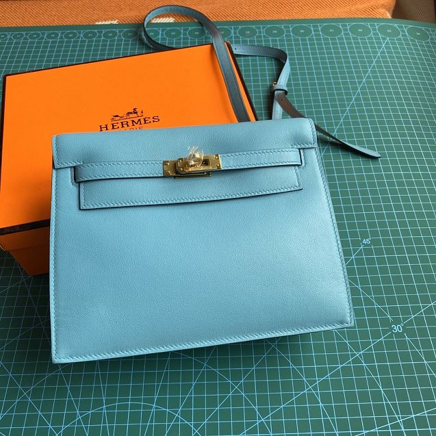 Hermes original evercolor leather kelly danse bag KD022 blue du nord 