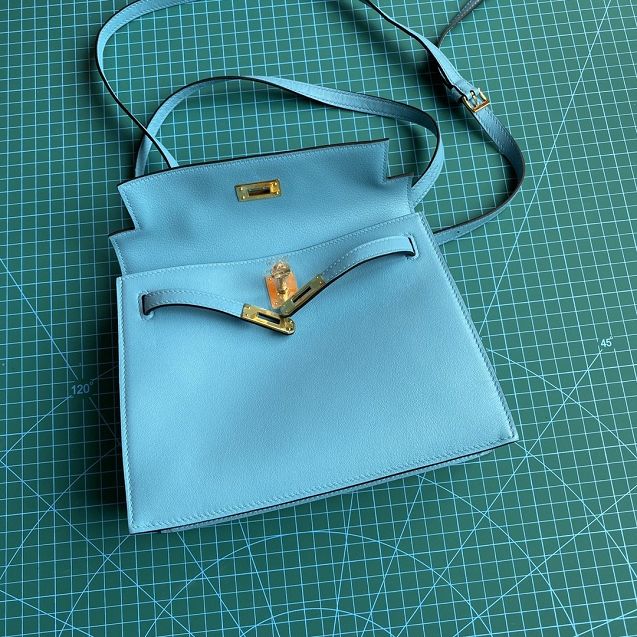 Hermes original evercolor leather kelly danse bag KD022 blue du nord 