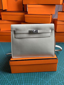 Hermes original evercolor leather kelly danse bag KD022 pearlash