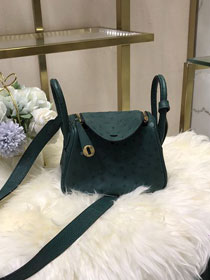 Hermes original ostrich leather mini lindy 19 bag H0019 