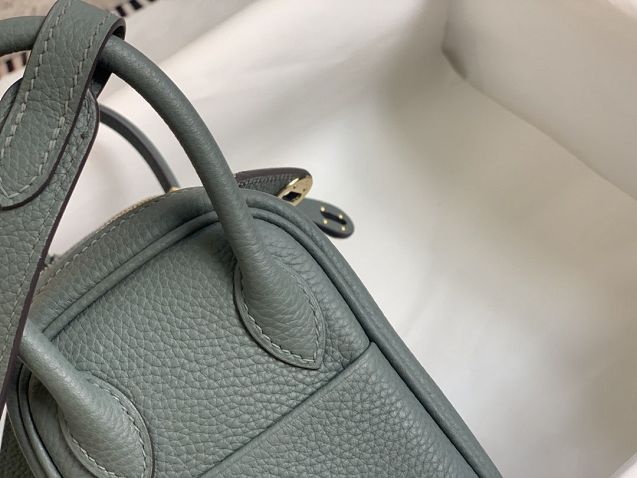 Hermes original togo leather mini lindy 19 bag H019 vert amande
