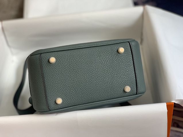 Hermes original togo leather mini lindy 19 bag H019 vert amande