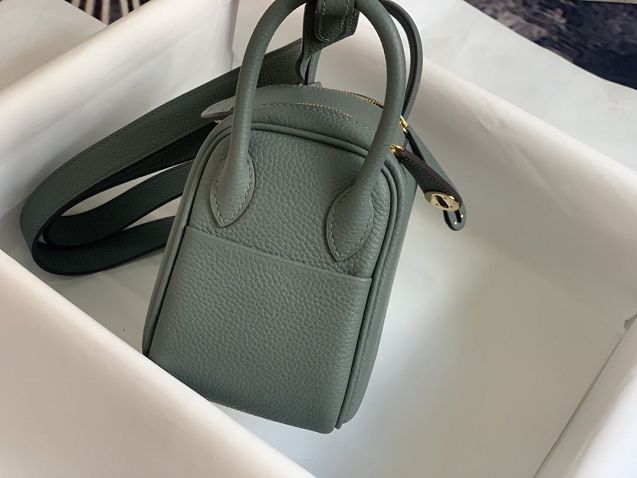 Hermes original togo leather mini lindy 19 bag H019 vert amande
