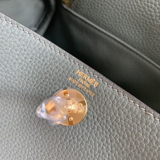 Hermes original togo leather mini lindy 19 bag H019 vert amande