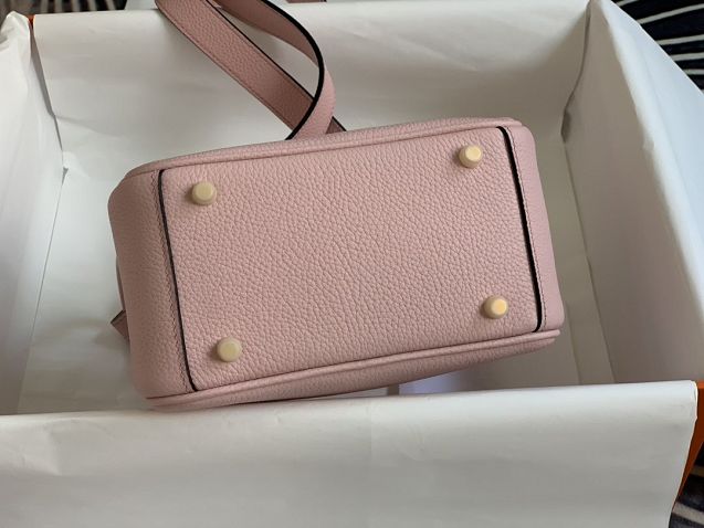 Hermes original togo leather mini lindy 19 bag H019 light pink