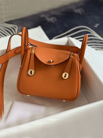 Hermes original togo leather mini lindy 19 bag H019 orange