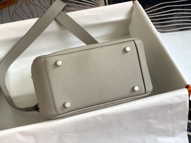 Hermes original togo leather mini lindy 19 bag H019 grey pearl