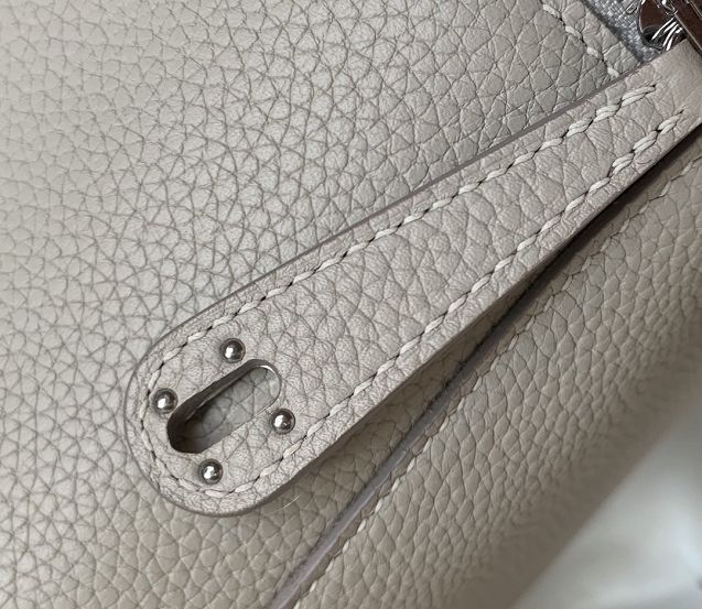 Hermes original togo leather mini lindy 19 bag H019 grey pearl