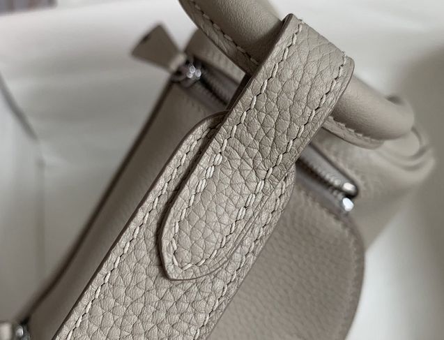 Hermes original togo leather mini lindy 19 bag H019 grey pearl