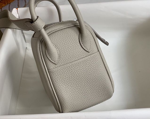Hermes original togo leather mini lindy 19 bag H019 grey pearl