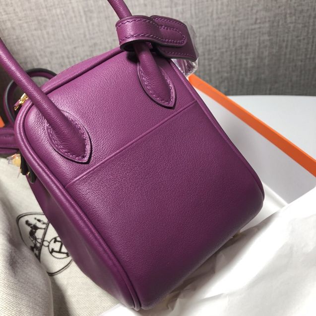 Hermes original togo leather mini lindy 19 bag H019 purple