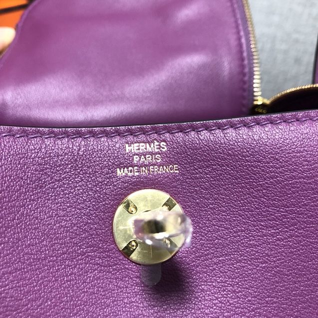 Hermes original togo leather mini lindy 19 bag H019 purple