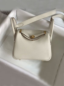 Hermes original togo leather mini lindy 19 bag H019 white