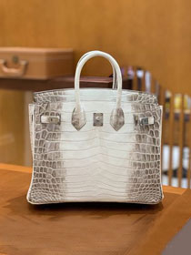 Top hermes handmade genuine 100% crocodile leather birkin 35 bag K350-5 white