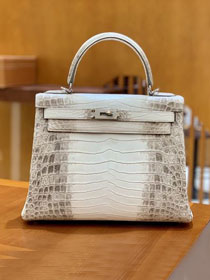 Top hermes handmade genuine 100% crocodile leather Kelly bag K320-5 white