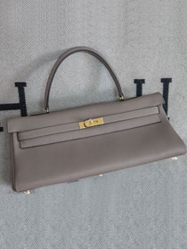 Hermes original calfskin kelly 42 shoulder bag BK0057 grey