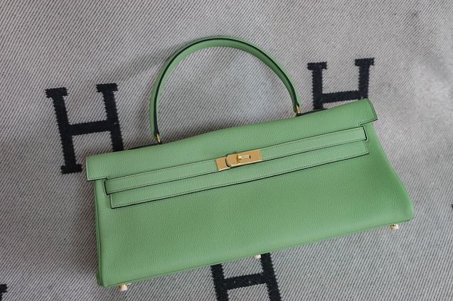 Hermes original calfskin kelly 42 shoulder bag BK0057 vert criquet