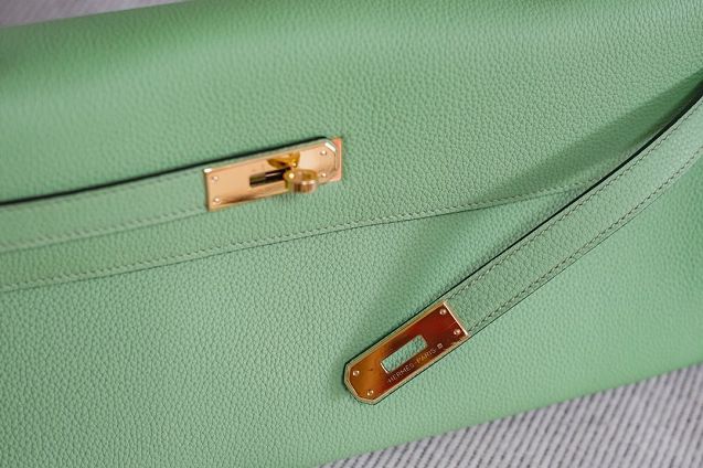 Hermes original calfskin kelly 42 shoulder bag BK0057 vert criquet