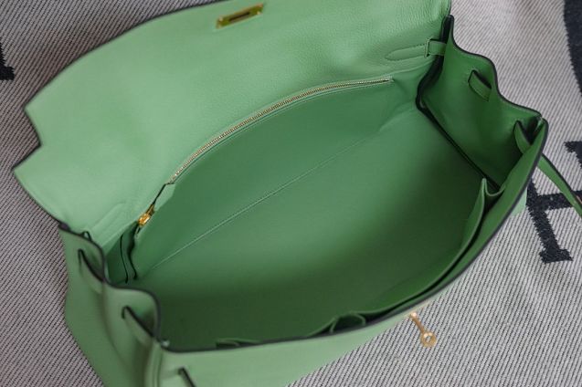 Hermes handmade original calfskin kelly 42 shoulder bag BK0057 vert criquet