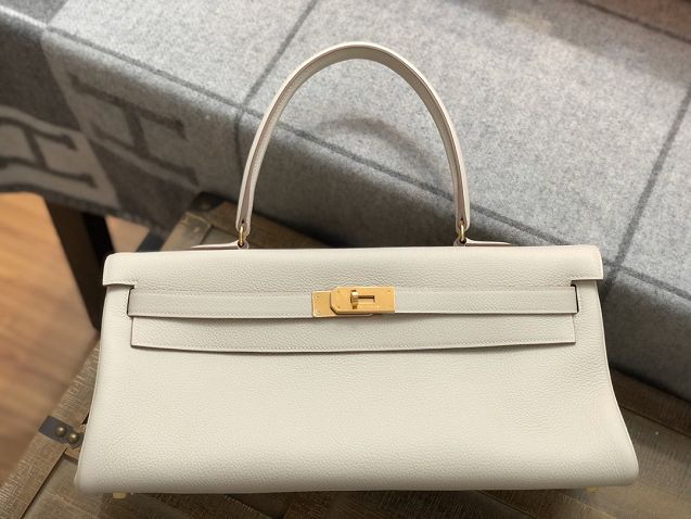 Hermes original calfskin kelly 42 shoulder bag BK0057 white