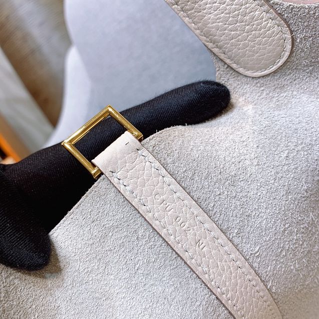Hermes original togo leather small picotin lock bag HP0018 white