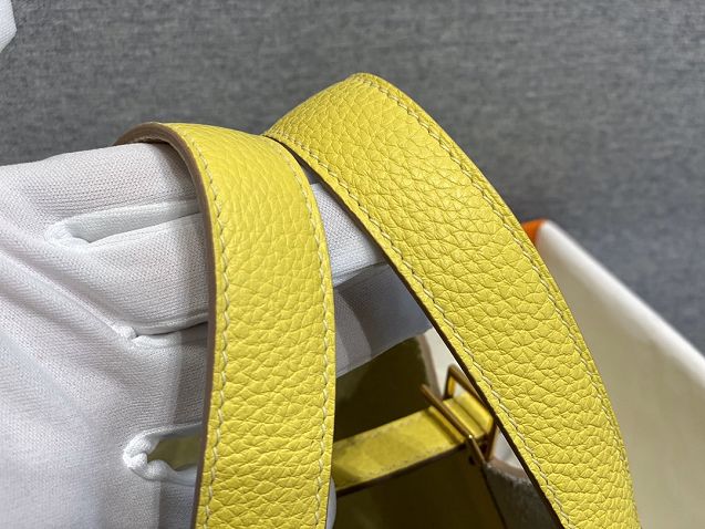Hermes original togo leather small picotin lock bag HP0018 beige&yellow