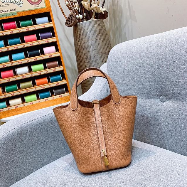 Hermes original togo leather small picotin lock bag HP0018 caramel