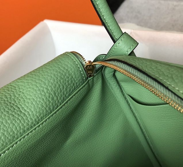 Hermes original top togo leather medium lindy 30 bag HL030 vert criquet