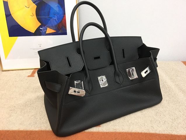 Hermes original calfskin birkin 42 shoulder bag BK0058  black