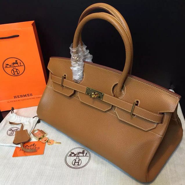 Hermes original calfskin birkin 42 shoulder bag BK0058 brown