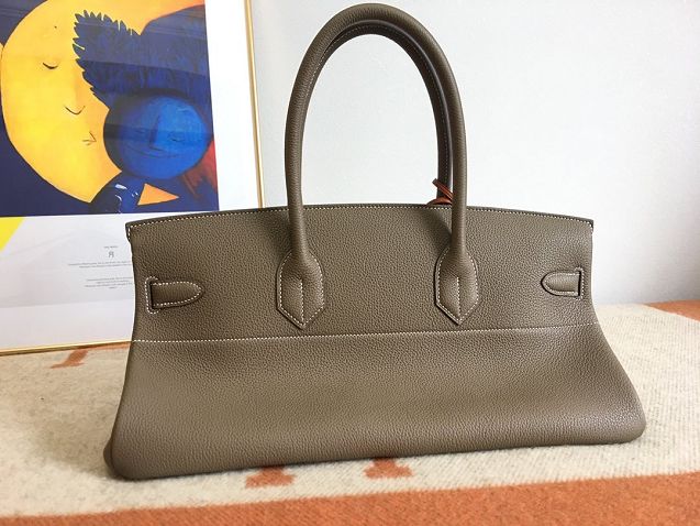 Hermes handmade original calfskin birkin 42 shoulder bag BK0058 etoupe grey