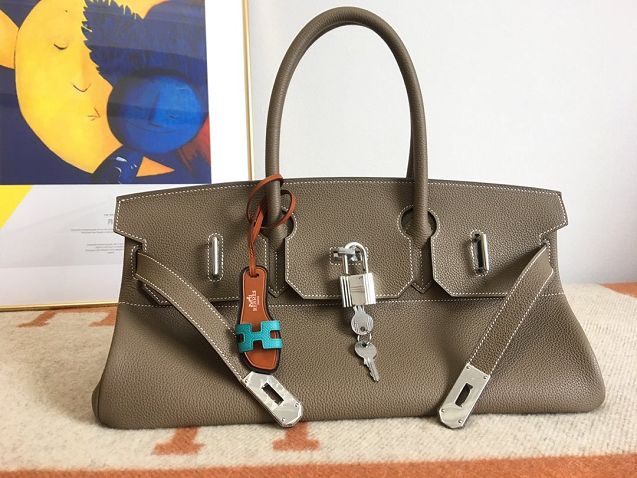 Hermes original calfskin birkin 42 shoulder bag BK0058 etoupe grey