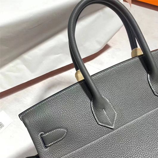 Hermes handmade original calfskin birkin 42 shoulder bag BK0058 grey