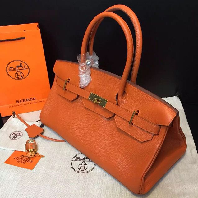 Hermes handmade original calfskin birkin 42 shoulder bag BK0058 orange