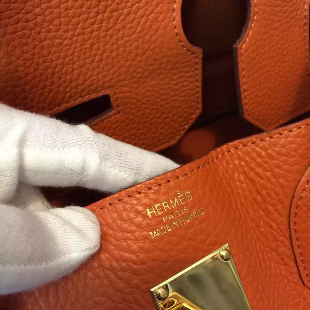 Hermes original calfskin birkin 42 shoulder bag BK0058  orange