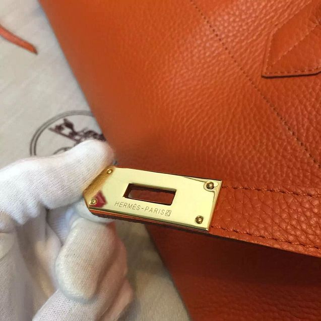 Hermes original calfskin birkin 42 shoulder bag BK0058  orange