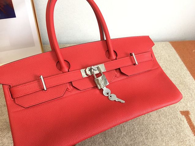 Hermes handmade original calfskin birkin 42 shoulder bag BK0058 red