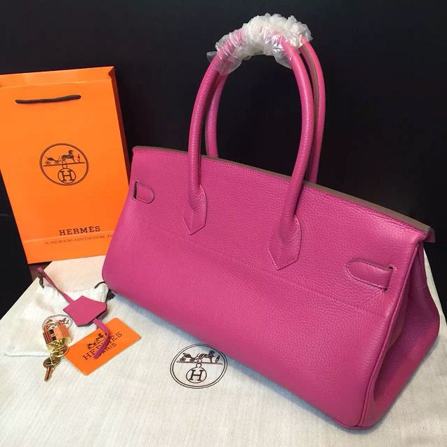 Hermes original calfskin birkin 42 shoulder bag BK0058 rose red