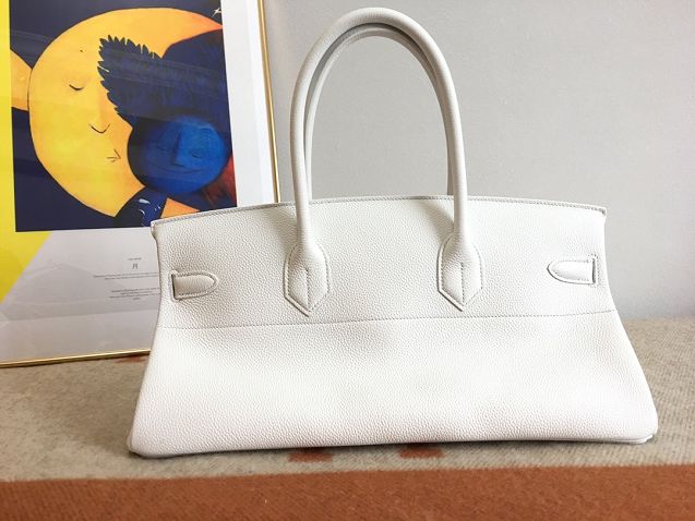 Hermes original calfskin birkin 42 shoulder bag BK0058  white