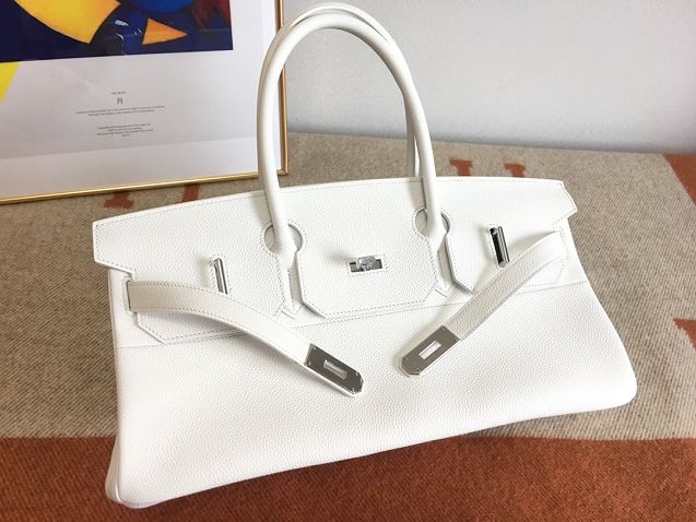 Hermes original calfskin birkin 42 shoulder bag BK0058  white