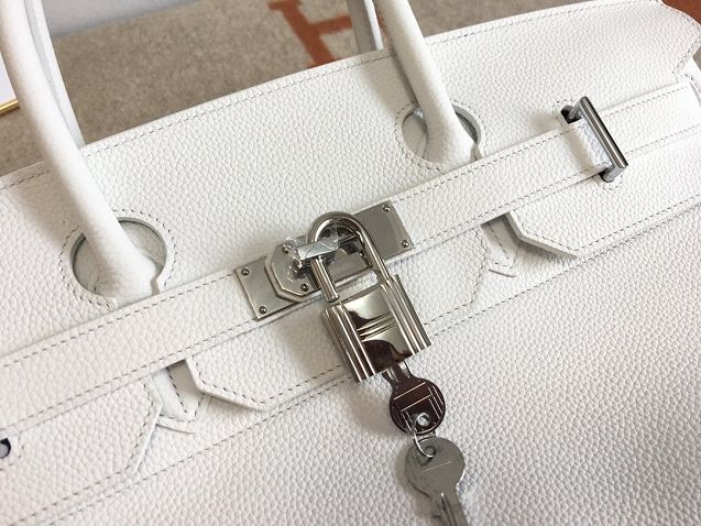 Hermes original calfskin birkin 42 shoulder bag BK0058  white